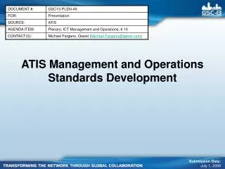ATIS Management and Operations Standards Development