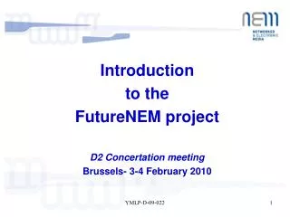 Introduction to the FutureNEM project D2 Concertation meeting Brussels- 3-4 February 2010