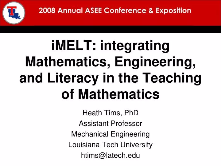 imelt integrating mathematics engineering and literacy in the teaching of mathematics