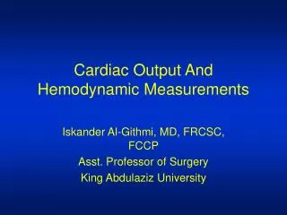 Cardiac Output And Hemodynamic Measurements