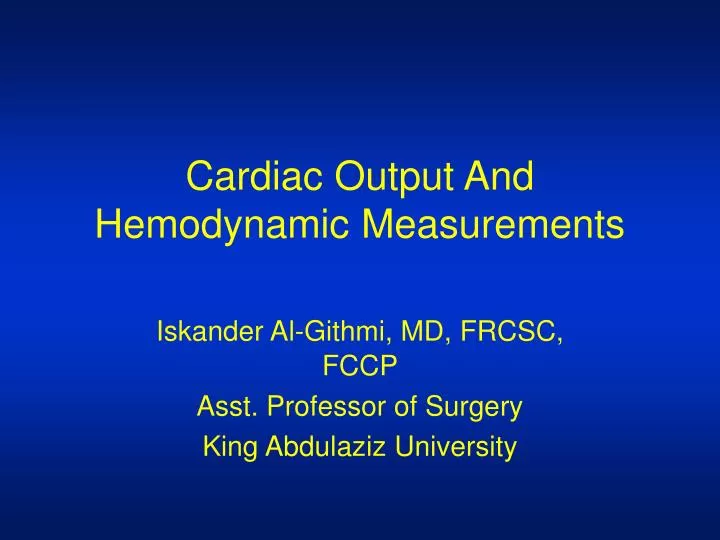 cardiac output and hemodynamic measurements