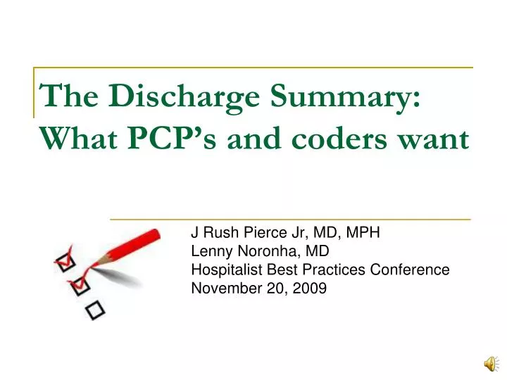 the discharge summary what pcp s and coders want