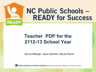 Teacher PDP for the 2112-13 School Year