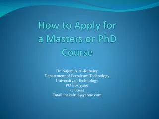 How to Apply for a Masters or PhD Course