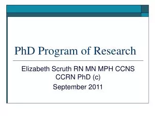 PhD Program of Research