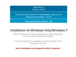Installation on Windows Vista/Windows 7