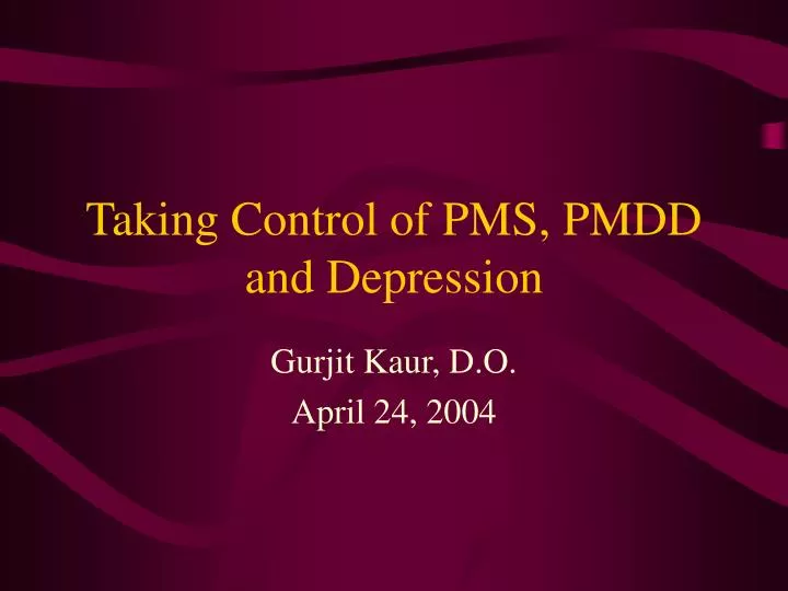 taking control of pms pmdd and depression