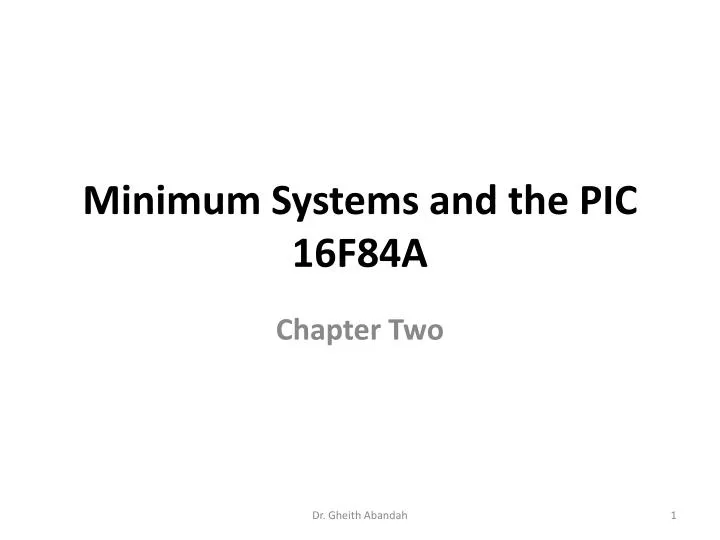 minimum systems and the pic 16f84a