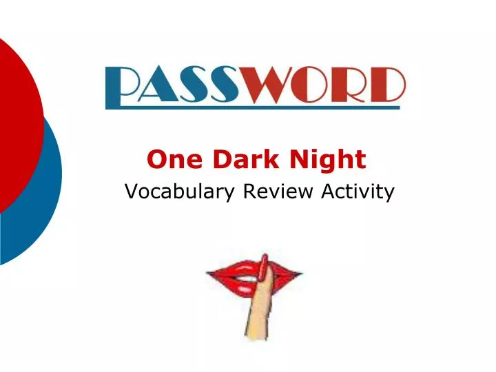 one dark night vocabulary review activity