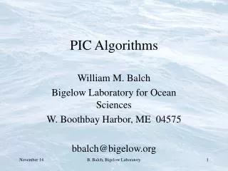 PIC Algorithms