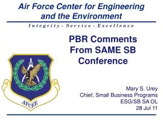 PBR Comments From SAME SB Conference