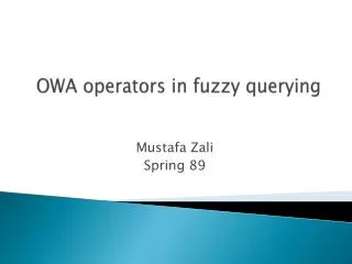OWA operators in fuzzy querying