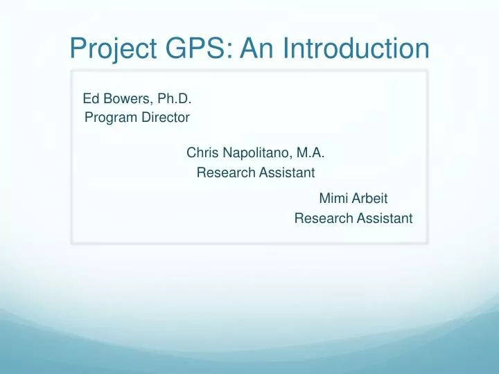 project gps an introduction