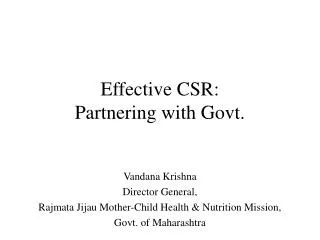 Effective CSR: Partnering with Govt.