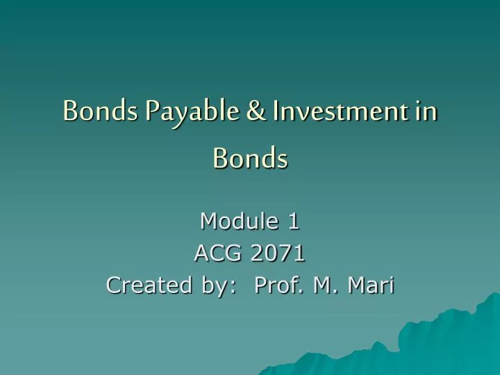 bonds payable investment in bonds