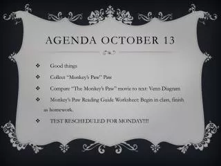 Agenda October 13