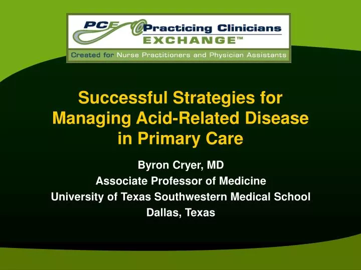 successful strategies for managing acid related disease in primary care
