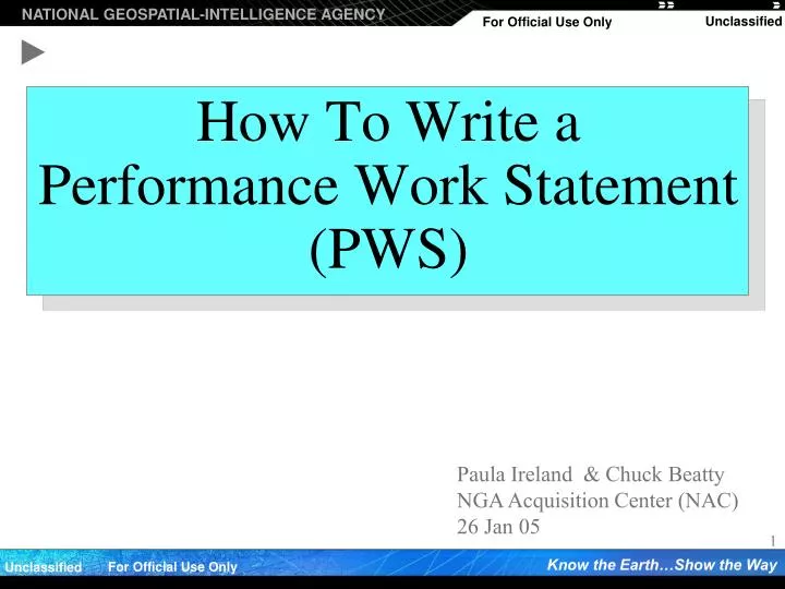 how to write a performance work statement pws