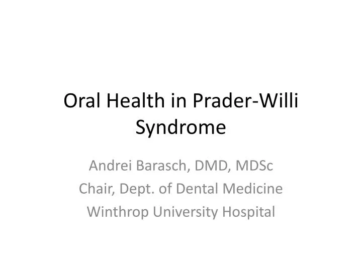 oral health in prader willi syndrome