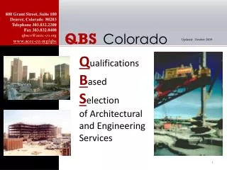 Q ualifications B ased S election of Architectural and Engineering Services