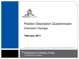 Position Description Questionnaire: Orientation Package