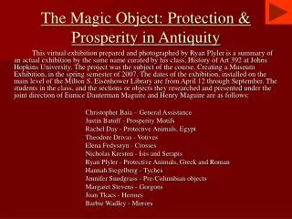 The Magic Object: Protection &amp; Prosperity in Antiquity