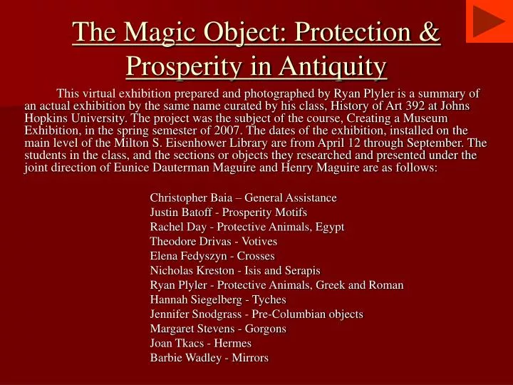 the magic object protection prosperity in antiquity