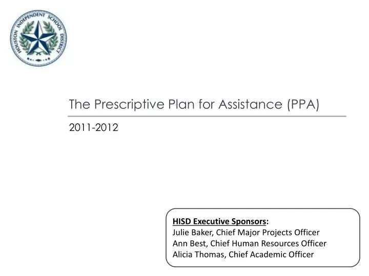 the prescriptive plan for assistance ppa