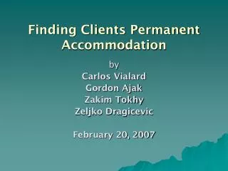 Finding Clients Permanent Accommodation