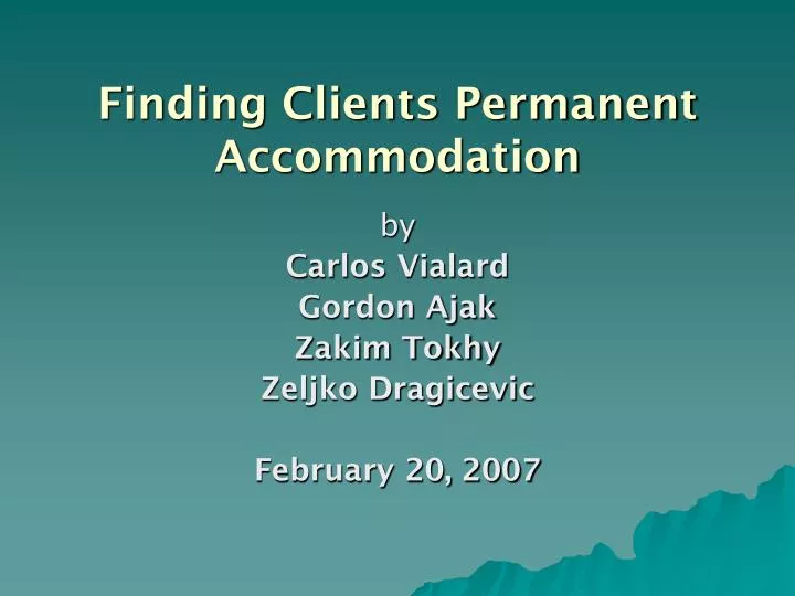 finding clients permanent accommodation