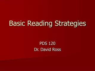 Basic Reading Strategies