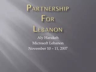 P artnership f or L ebanon