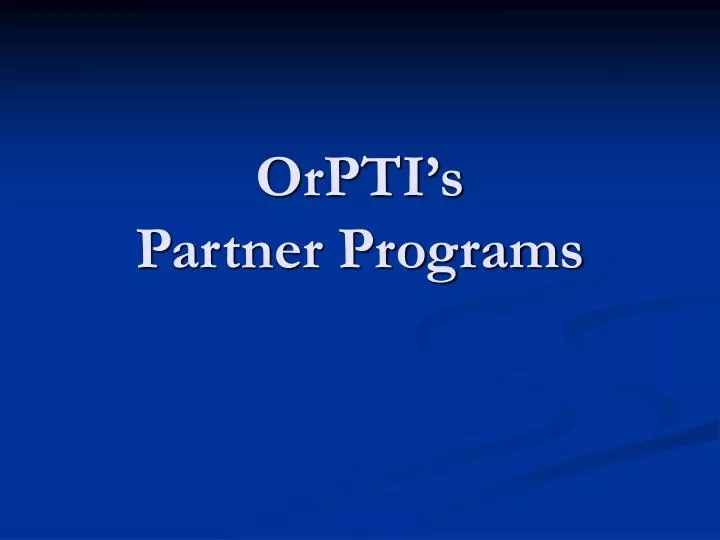orpti s partner programs