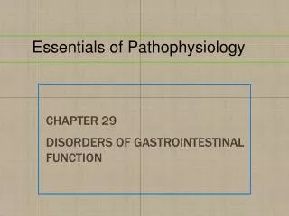 chapter 29 disorders of gastrointestinal function