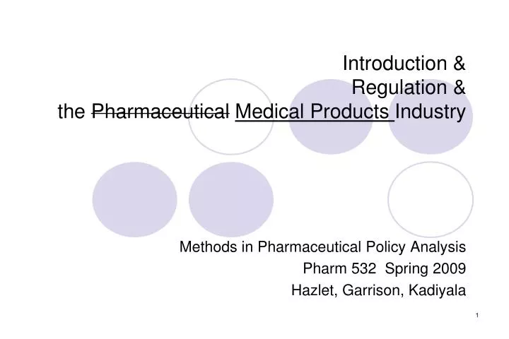 introduction regulation the pharmaceutical medical products industry