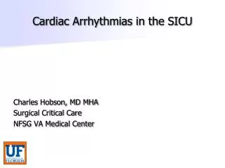Cardiac Arrhythmias in the SICU