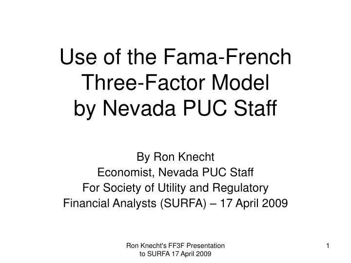 use of the fama french three factor model by nevada puc staff