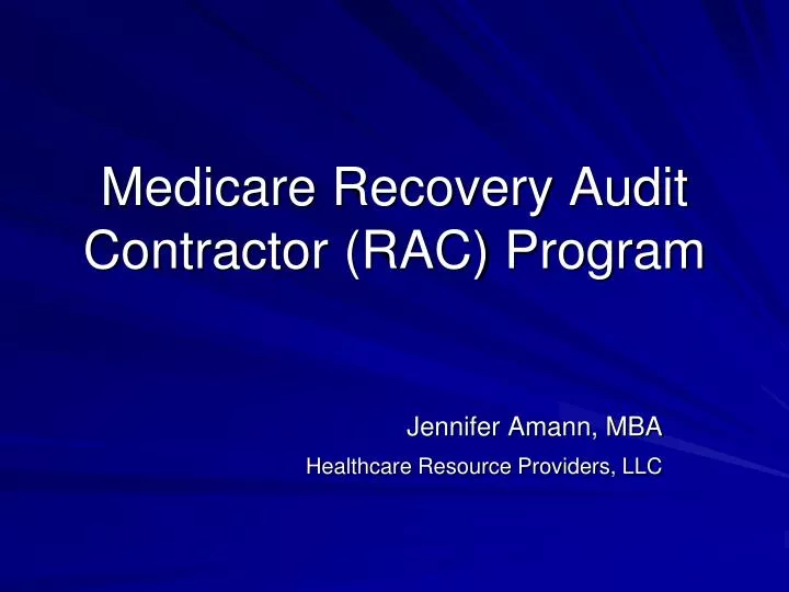medicare recovery audit contractor rac program