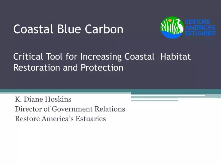 coastal blue carbon critical tool for increasin g coastal habitat restoration and protection