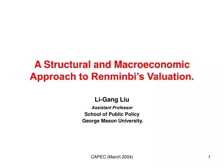 a structural and macroeconomic approach to renminbi s valuation