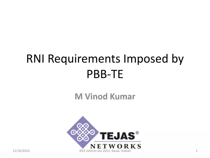rni requirements imposed by pbb te