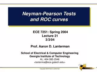 Neyman-Pearson Tests and ROC curves