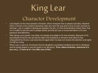 King Lear Character Development