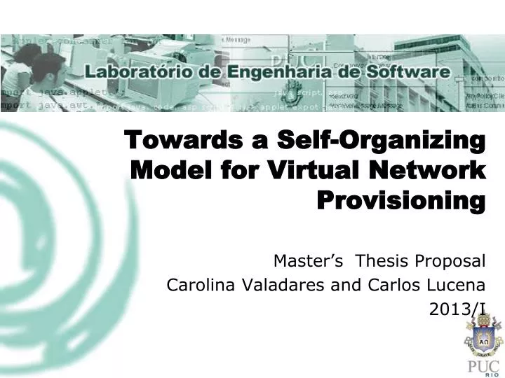 towards a self organizing model for virtual network provisioning