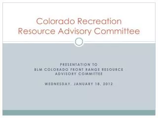 Colorado Recreation Resource Advisory Committee