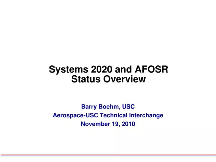 systems 2020 and afosr status overview