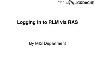 Logging in to RLM via RAS