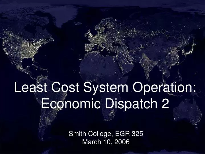 least cost system operation economic dispatch 2