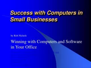 Success with Computers in Small Businesses