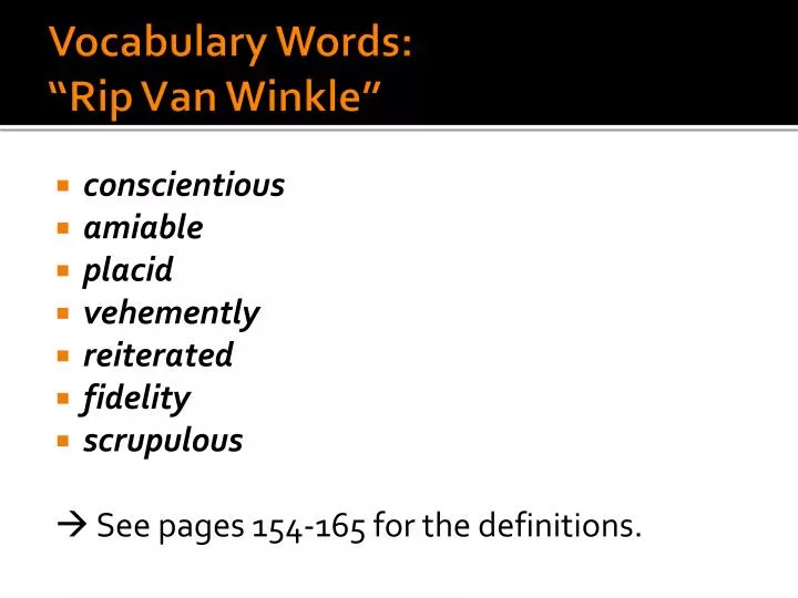 vocabulary words rip van winkle